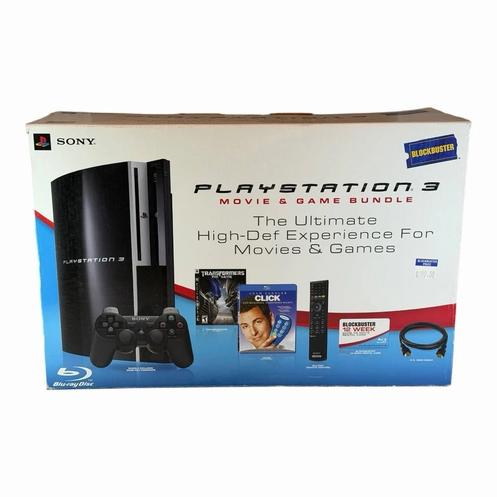 RARE Blockbuster X PlayStation 3 Movie & Game Bundle CECHL01 Fat Console